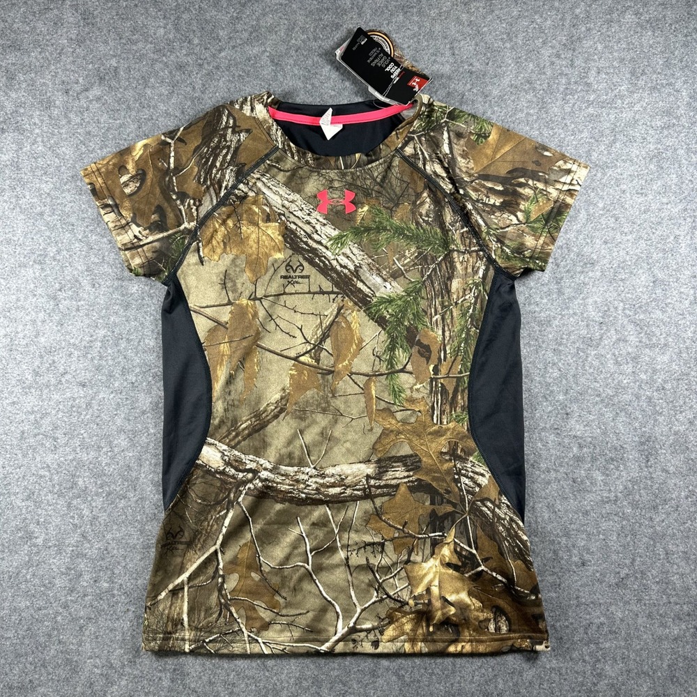 Under Armour HeatGear Realtree Xtra T-Shirt Medium Camo Pink Performance Top